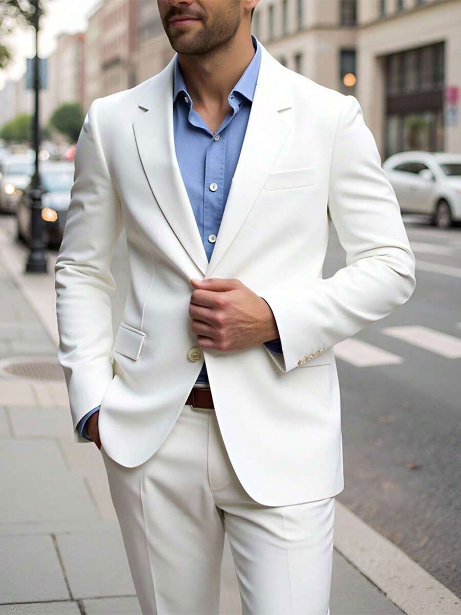 Blazer de Terno Formal de Cor Sólida para Negócios e Deslocamento